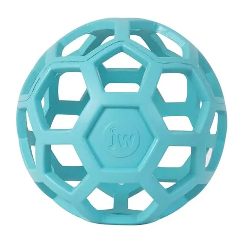 JW – HOL-ee Roller – Lustiges und vielseitiges Hundespielzeug – Jagdspielzeug für Hunde – Spielzeug zur geistigen Stimulation – Beschäftigungsball für Hunde – 14 cm Durchmesser – Blaue Farbe