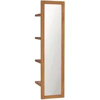 vidaXL Wandspiegel mit Regalen aus massivem Teakholz - Regale: Funktionaler Wandspiegel mit 4 offenen Ablagen aus stabilem Teakholz, ideal zur Aufbewahrung von Badutensilien und für ein rustikales Badezimmerdekor.