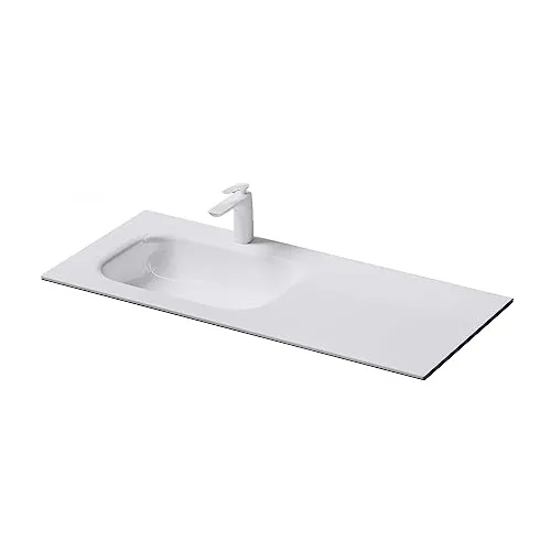 Mai & Mai Aufsatzwaschbecken Col04 aus Mineralguss - Elegantes Einbauwaschbecken Col04 (100 cm) aus Gussmarmor mit großer Ablagefläche. Schneeweiße Lasur für jedes Badezimmer. Einfache Montage dank genormter Löcher. Praktisch und pflegeleicht!