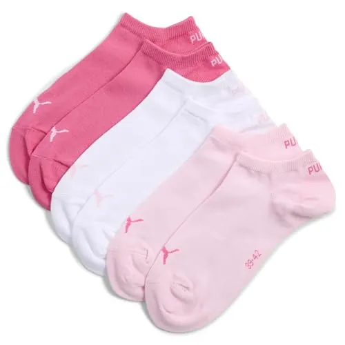 PUMA 3 Paar Unisex Herren Damen Sportsocken Kurzsocken Sneaker Socken, Farbe:Mehrfarbig, Größe:35-38, Artikel:-422 pink lady