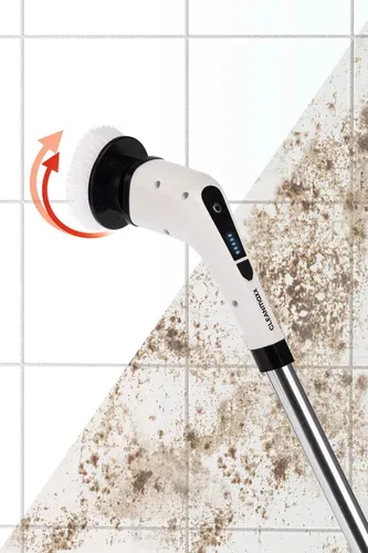CLEANmaxx Akku-Reinigungsbürste 8 Aufsätze zum Putzen Polieren Intensive Reinigung Mit Verlängerungsstange Elektro-Oberflächenbürste In-&Outdoor