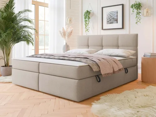 MIRJAN24 Boxspringbett Figaro 180x200 cm - Komfortables Ehebett mit zwei praktischen Bettkästen und hochwertigem Topper für optimalen Schlafkomfort, Härtegrad H3, ideal für erholsame Nächte.