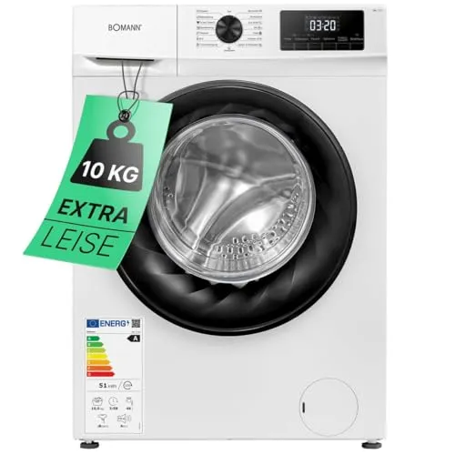 Bomann® Waschmaschine 10kg | 1400 U/min | 10 Jahre Motor-Garantie - Waschmaschine mit 10 kg Fassungsvermögen, 15 Programmen und effizientem Invertermotor für leises, energiesparendes Waschen. Ideal für Familien.