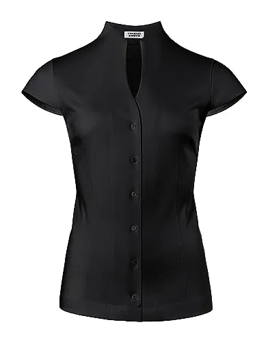 Vincenzo Boretti Bluse, modern-fit, Kelchkragen - bügelleicht schwarz 38 - Damen Bluse mit modern-fit Schnitt und bügelleichtem Material, ideal für einen eleganten Look ohne Aufwand. Perfekt für den Alltag oder besondere Anlässe.