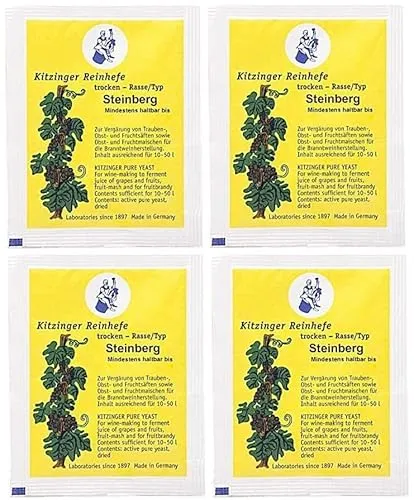 4er Pack Steinberg Trockenhefe von Arauner Kitzinger - Weinhefe | Reinhefe | Wein selber machen