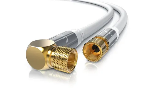 Primewire SAT-Kabel, Koax, F-Verbinder (50 cm), HDTV SAT Koax Kabel 90° gewinkelt, 4fach Schirmung, 135dB, 75Ohm, 0,5m