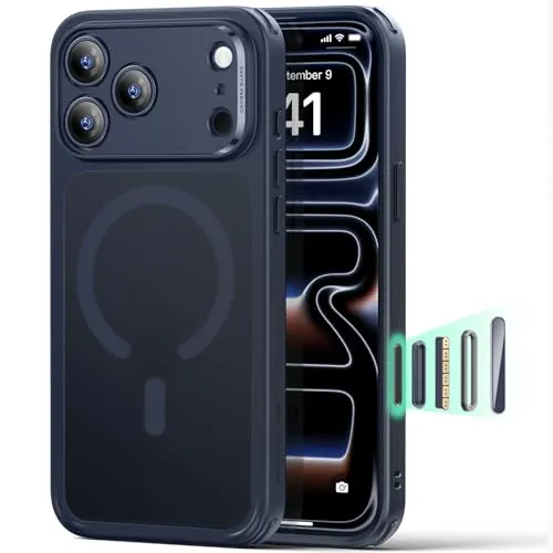 ESR für iPhone 17 Pro Hülle mit Kamerasteuerung Capture Button, Kompatibel mit Magsafe, Magnetische Handyhülle für iPhone 17 Pro Case, Zertifizierter Militärschutz Starke Stoßfest, Matt Blau