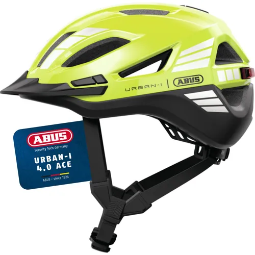 Abus Urban-I 4.0 Ace Signal Yellow XL 60-64cm - Hochwertiger Fahrradhelm in Signalgelb, ideal für urbane Mobilität. Mit optimaler Belüftung und sicherem Sitz für einen komfortablen Fahrspaß.