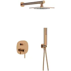 BADLAND POLA Duschsystem - Unterputz Armatur in Rosegold - Elegantes Duschsystem mit quadratischem Design, Anti-Kalk-System und einfacher Reinigung. Ideal für ein modernes Badezimmer, das Stil und Funktionalität vereint.