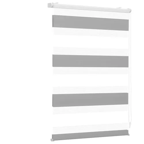 Sekey Doppelrollo Klemmfix ohne Bohren für Fenster, Zweifarbig Doppelrollo 80 cm breit, Duo Rollo Jalousie Sonnenschutz, 80x130cm, Weiß & Grau