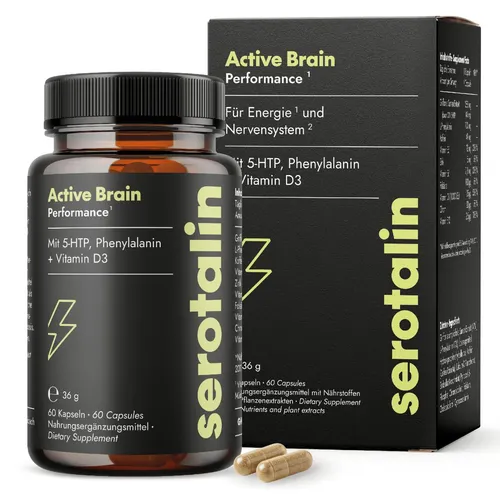 serotalin ORIGINAL KAPSELN - Energie, Motivation, Fokus mit Griffonia + Vitamin D3 + Phenylalanin, 100% vegan, 60 Kapseln für 2 Monate, unterstützt kognitive Funktionen und reduziert Müdigkeit
