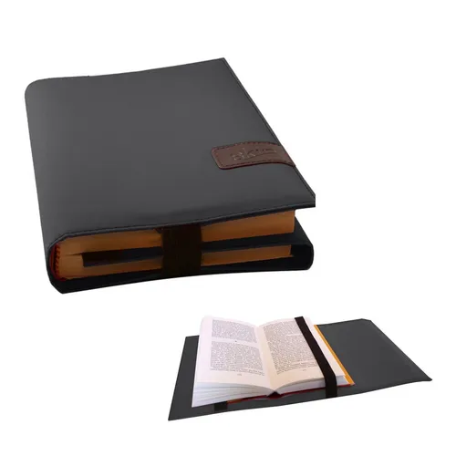 BookSKIN Buch Einband (Größenverstellbar) in Onyx-Schwarz mit Lesezeichen S