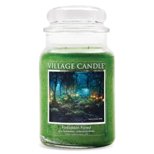 Village Candle Forbidden Forest (Fantasy Jar) 602g - Kerze mit faszinierendem Duft, der dich in den verwunschenen Wald entführt – ideal für magische Momente und eine entspannende Atmosphäre.