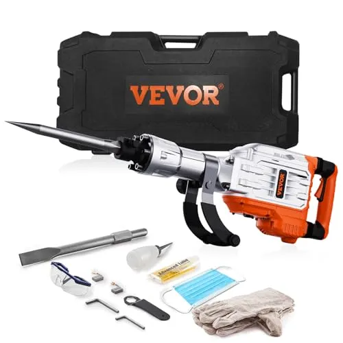 VEVOR Hochleistungs-Betonbrecher 3500 W - 60 J Schlagkraft, leistungsstarker Elektroabbruchhammer mit robustem Design und vielseitigen Meißeln für präzise Betonbearbeitung