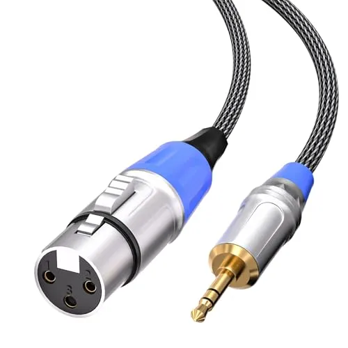 Tisino XLR auf klinke 3,5mm Mikrofonkabel, unsymmetrische XLR Buchse auf 3,5mm aux Klinken stecker Adapter für Camcorder, DSLR-Kameras, Computeraufzeichnungsgerät und mehr, 1m