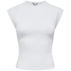 ONLY Shirttop ONLMIRA CAPSL RUCHING TOP JRS NOOS Baumwollmischung, regular fit, Rundhals weiß S (36)
