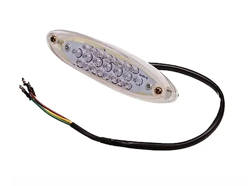 Streetparts24 Universal 12V LED Rücklicht Oval Klar 28 LEDs E-geprüft passend für Roller, Motorrad, Scrambler, Enduro, Supermoto, Motocross, Mofa, Moped, Quad, ATV uvm.