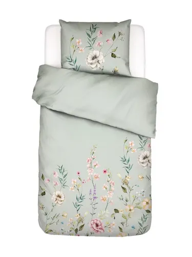 Essenza Bettwäsche Romee, Satin, 2-teilig, Floral, Sage Green - Bettwäsche-Set in Sage Green mit floralem Muster, aus hochwertigem Satin für besonderen Schlafkomfort. Wendefunktion für eine vielseitige Optik.