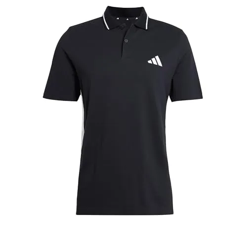 adidas Herren Essential Three Stripes Pique Polo Shirt - Herren-Shirt aus 100 % Baumwolle, mit regulärer Passform und seitlichen Schlitzen. Nachhaltig produziert mit mindestens 70 % recycelten Materialien.