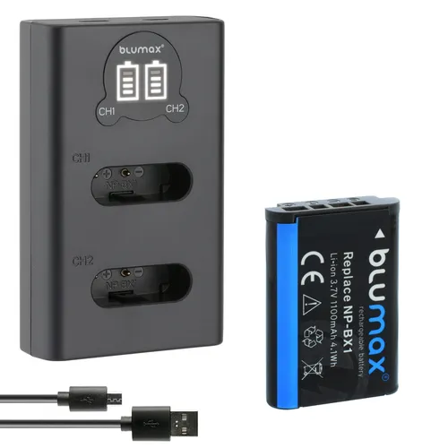 Akku + LCD Lader für Sony NP-BX1 RX100 III IV V VI VII HX90V HX400V 1100 mAh