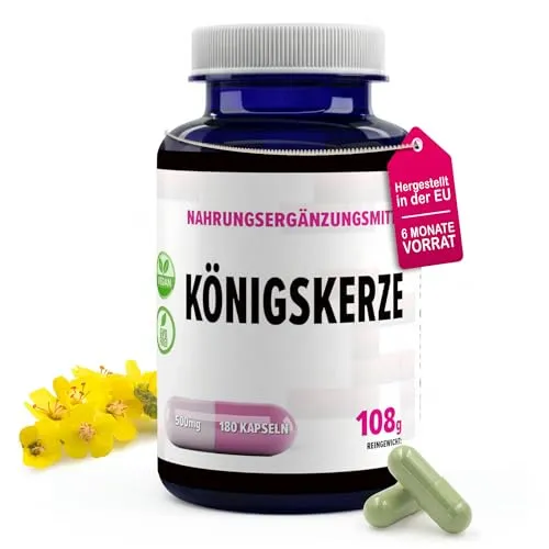Hepatica Königskerze (Verbascum Thapsus) 500 mg Extrakt | 180 vegane Kapseln | GMP & Laborgeprüft