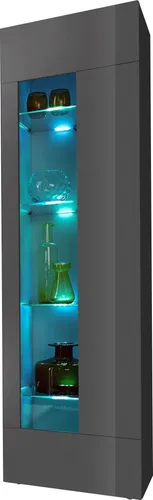 INOSIGN Vitrine Egypt, anthrazit Hochglanz - Vitrinenschrank mit 1 Glastür und 4 Glasböden zur stilvollen Präsentation Ihrer Lieblingsobjekte. Hergestellt aus FSC®-zertifiziertem Holzwerkstoff für nachhaltige Möbelstücke.