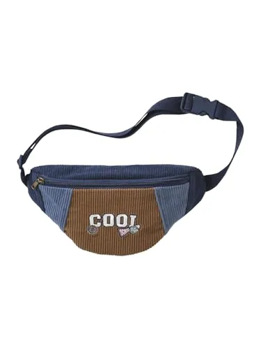 VERTBAUDET Bauchtasche "Cool School" für Jungen aus Samt, nachtblau, Medium