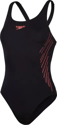 Speedo Damen Badeanzug Placement Muscleback in Schwarz, Plump Dandy, Siren - Größe 36 - Eleganter Badeanzug für Damen in trendigen Farben, ideal für das Schwimmbad oder den Strand. Hergestellt aus 53% recyceltem Polyester, bietet er Komfort und Bewegungsfreiheit.