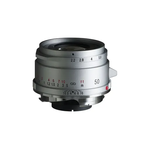 Voigtländer 50mm f2.2 Color-Skopar VM Objektiv Silber - Objektiv für Leica M, asphärisches Design mit f/2,2 Blende für brillante Bildqualität und kreative Möglichkeiten.