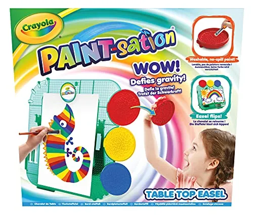 CRAYOLA Paint-sation Tischstaffelei: Auslaufsicheres Malset für Kinder - Ideal für Kinder ab 3 Jahren, mit auslaufsicherer Farbe für kreativen Spaß ohne Chaos. Ungiftig und abwaschbar, perfekt für kleine Künstler!