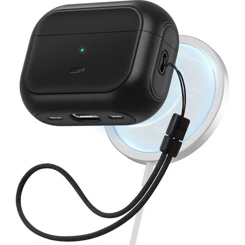 ESR für Airpods Pro 2 Hülle (2023/2022/2019), kompatibel mit AirPods Pro 2./1. Generation, MagSafe Ready, Magnetischer Deckel, USB-C/Lightning Kabel, Hybrid Sturzschutz, Schwarz