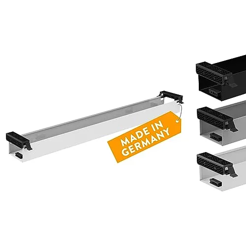 boho office® Kabelkanal Schreibtisch Kabelmanagement Kabelbox - beidseitig klappbare Kabelwanne inkl. Zubehör - Cable Organizer Desk Kabelmanagement durch Kabelschacht - Weiß 107 cm