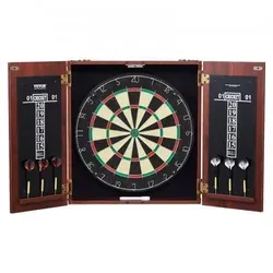 VEVOR Dartschrank Set mit offizieller Dartscheibe - Dartscheiben-Set mit 45 cm Durchmesser, stilvollem Schrank und 6 Dartpfeilen. Ideal für spannende Spielabende und einfach zusammenzubauen.