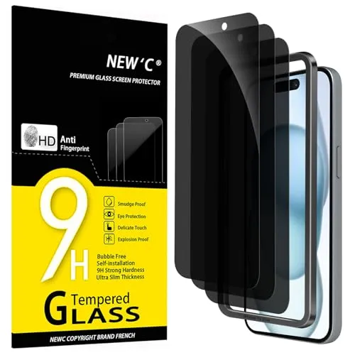 NEW'C 3 Stück, Sichtschutz für iPhone 16 Plus,iPhone 15 Plus für Panzerglas (6,7 Zoll), Blickschutzfolie Privacy screen mit Anti Spy, Frei von Kratzern - Einfaches Installationswerkzeug enthalten