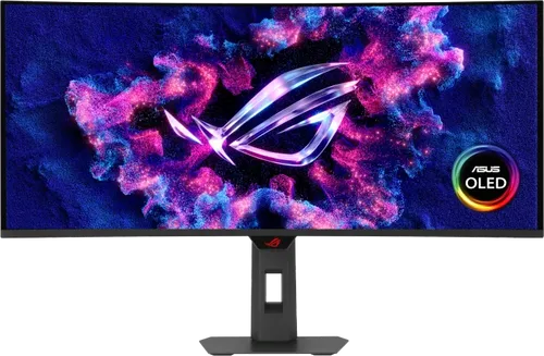 ASUS ROG Strix XG34WCDG 34 Zoll Gaming Monitor - Ultrawide QD-OLED Monitor mit 3440x1440 Auflösung, 175Hz Bildwiederholrate und G-Sync Unterstützung für flüssiges Gaming ohne Bildrisse.