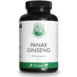 GREEN NATURALS Panax Ginseng Hochdos.vegan Kapseln - Nahrungsergänzungsmittel mit hochdosiertem Panax Ginseng Extrakt für mehr Energie und Vitalität, vegan und ideal für eine gesunde Lebensweise.