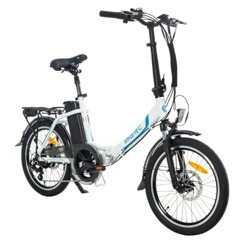 smartEC E-Bike Klapprad Camp-20D - 20 Zoll Weiß mit 7-Gang Shimano - E-Bike Klapprad mit 562 Wh Akku für bis zu 100 km Reichweite, ideal für Damen und Herren, 25 km/h Unterstützung und Anfahrhilfe. Perfekt für den Alltag!