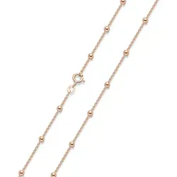Materia Kugel Kette Damen Rosegold - 925 Silber Halskette für Frauen - Elegante Kugel-Ankerkette aus rosé vergoldetem 925 Sterling Silber, ideal für den Multi-Chains-Look. Perfekt für besondere Anlässe und als Geschenk in schöner Schmuckbox.