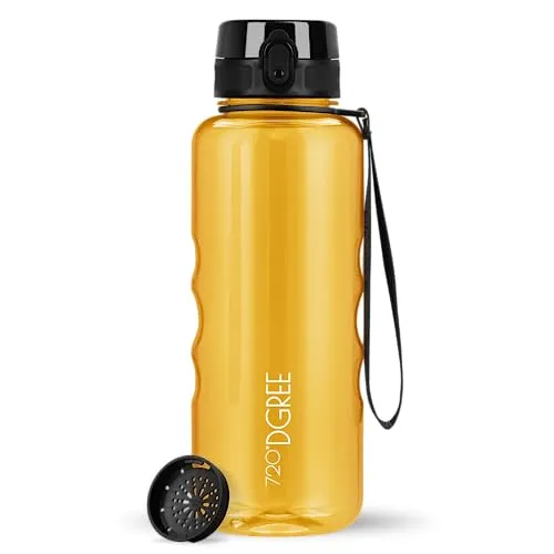 720°DGREE Trinkflasche 1,5l “uberBottle“ crystalClear +Sieb - BPA-Frei - Wasserflasche für Sport, Gym, Fitness, Outdoor, Wandern - Große Sportflasche aus Tritan - Leicht, Stoßfest, Wiederverwendbar