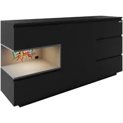 phoenix group AG Minecraft Sideboard mit 5 Schubladen und 1 Tür - Kommode im MINECRAFT Design, 5 Schubladen, 1 Tür und offenes Konsolenfach, inklusive LED Beleuchtung in schwarzer Carbon Optik - perfekt für Gamer und stilbewusste Wohnräume.