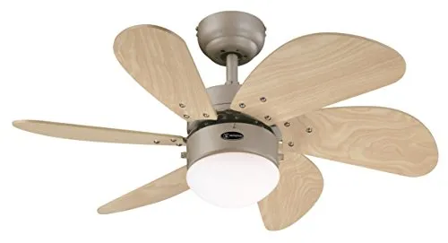 Westinghouse Deckenventilator Turbo Swirl, Ø 76 cm mit Beleuchtung - Ventilator mit integrierter Lampe, ideal für 10 m² Räume. Kühlender Luftstrom im Sommer, warme Luft im Winter - spart bis zu 30% Heizkosten.