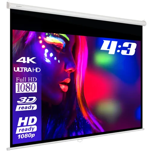 ESMART Economy EXR Rollo Leinwand 240 x 180 cm (118") - Beamer-Leinwände mit Hochlaufbremse, ideal für Präsentationen und Filme im 4:3 Format.