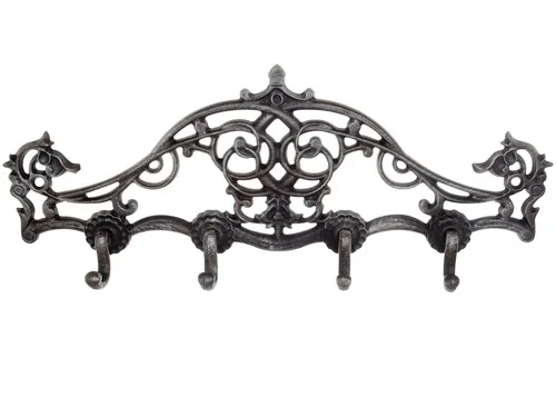 Aubaho Dekoobjekt Wandgarderobe im antiken Stil - Hochwertige Wandgarderobe aus Eisen im nostalgischen Design. Ideal für stilvolle Räume, sorgt sie für Ordnung und ist ein Blickfang. Maße: 39 x 16 x 4 cm, Gewicht: 1 kg. Jedes Stück ist ein Unikat mit charmanten Altersspuren.