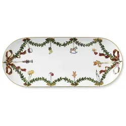 Royal Copenhagen STAR FLUTED Christmas Kuchenplatte Oval 39 cm - Elegante Porzellan Kuchenplatte für Weihnachten, oval und mehrfarbig, ideal für festliche Anlässe und zum Servieren Ihrer Lieblingsleckereien.