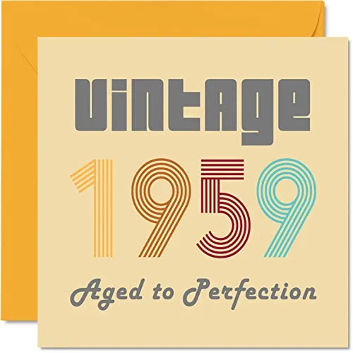Geburtstagskarten zum 65. Geburtstag für Männer und Frauen – Vintage 1959 Aged To Perfection – 65 Geburtstagskarten Lustig für Sie und Ihn 145 mm x 145 mm Glückwunschkarten