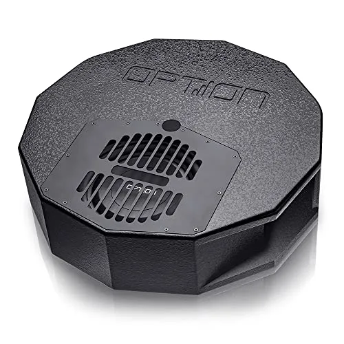 OPTION DRIVE10BRA - Aktiver 25cm Subwoofer für Reserveradmulde (300 Watt) - Car-HiFi-Lautsprecher mit integriertem 300 Watt RMS Aktivmodul, ideal für versteckten Einbau in der Reserveradmulde und kraftvollen Bass.