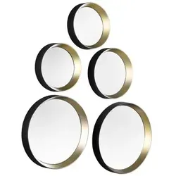 Dekospiegel 5er Set Capovalle - Gold, Ø 25 cm - Accessoires - Spiegel - Praktisches 5er-Set aus hochwertigem Glas und Kunststoff, ideal als optisches Highlight für jeden Raum.