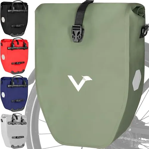 Valkental Fahrradtasche ValkBasic, 100% wasserdicht, 20/28L, Hellgrün - Fahrradtasche mit 100% wasserdichtem Material, verstärktem Rücken und praktischem Schnallenverschluss. Ideal für Radsportler und Handgepäck geeignet.