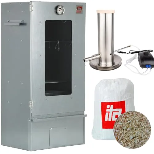 ITA Räucherofen 7000 - Smoker Set mit Rauchgenerator - Smoker für Fleisch, Fisch & Käse, mit 3 Etagen und hochwertigem legiertem Stahl für maximale Langlebigkeit. Inklusive Rauchgenerator für konstante Rauchabgabe - ideal für perfekte Räuchererlebnisse.