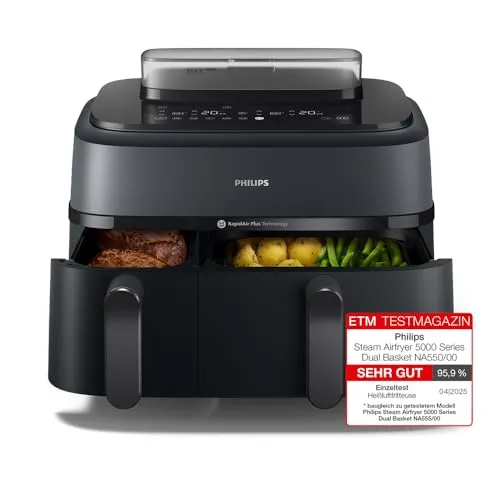 PHILIPS HD9876/90 Airfryer Connected XXL 8.3L - Fritteusen mit 2200 Watt Leistung und 9L Öl-Fassungsvermögen, ideal für gesundes Frittieren ohne Öl und perfekte Ergebnisse.